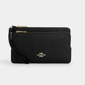 Coach Black Leather Double Zip Wallet-Wristlet